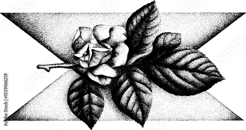 Dotwork envelope and pressed flower tattoo design for ink art enthusiasts