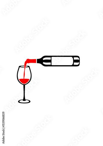 bouteille de vin rouge verre verse alcool servir