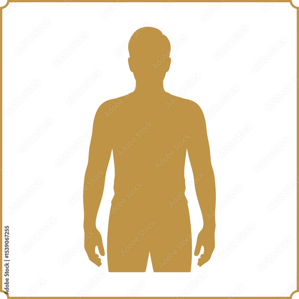 Fototapeta premium Gold Silhouette Man Vector Illustration Gold Frame