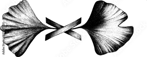 Ginkgo leaf and petal dotwork tattoo design for artistic inspiration