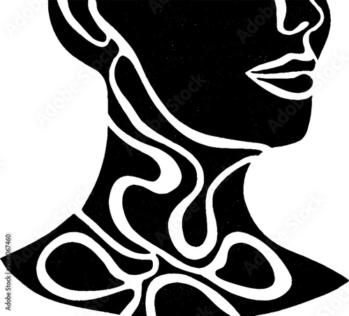 Minimalist art of graceful neck and collarbone line in black design