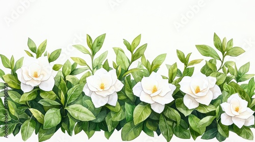 Elegant White Flowers with Green Leaves in Delicate Floral Arrangement for Nature and Decoration Purposes