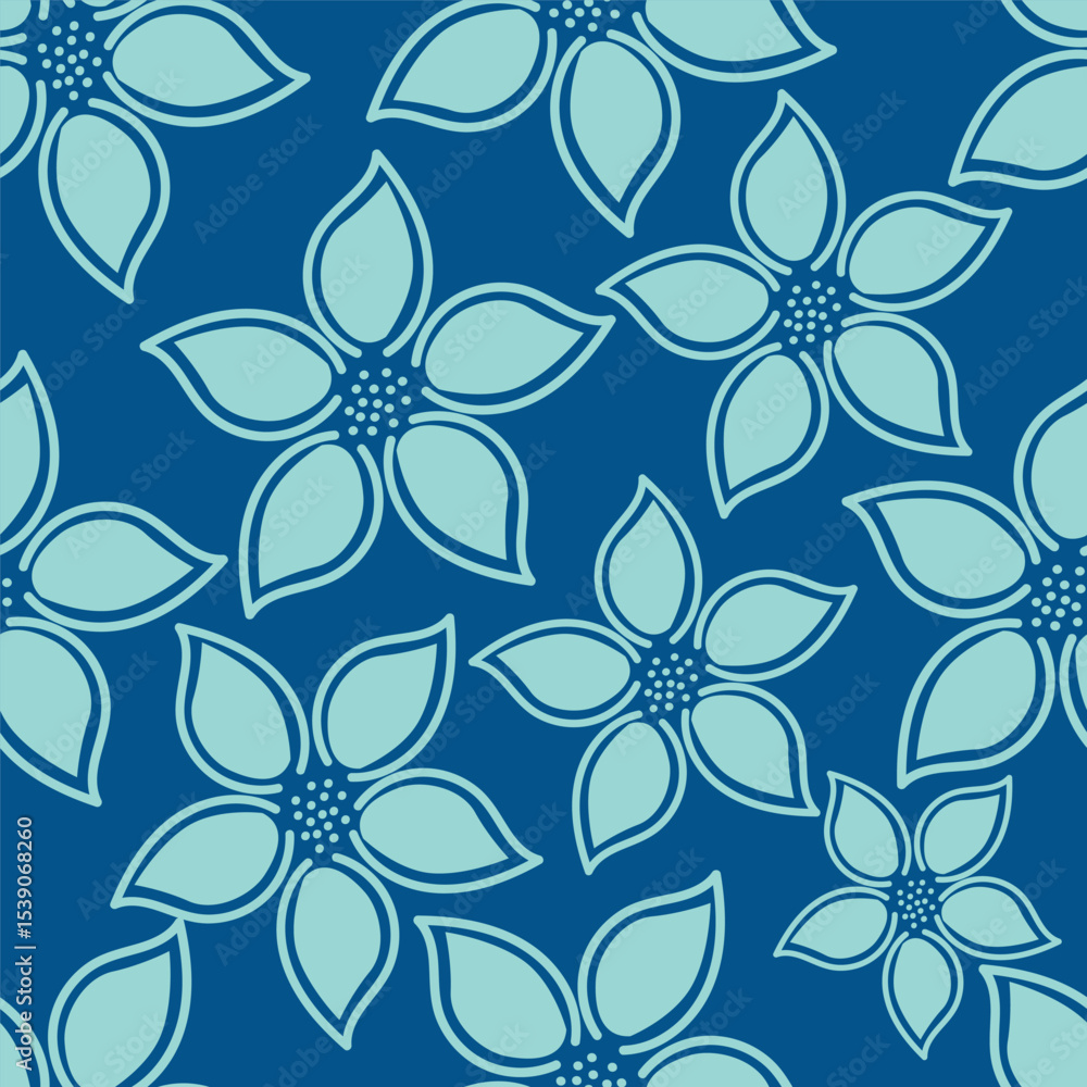 Fototapeta premium Elegant seamless floral pattern with fall flowers. Repeatable botanical background. Flat vector illustration