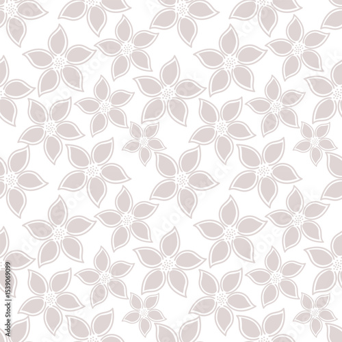 Elegant seamless floral pattern with fall flowers. Repeatable botanical background. Flat vector illustration