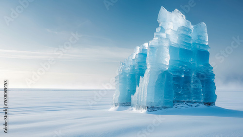 Frozen Blue Glacier Landscape: Pristine Winter Nature in the Remote Arctic