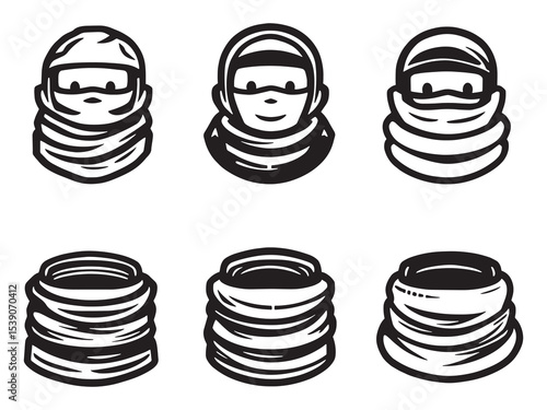 Muffler simple line art clear vision