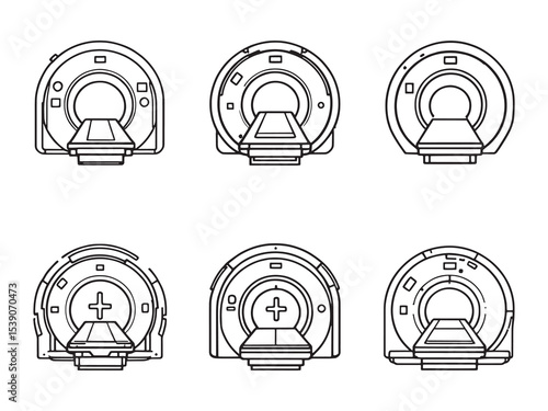 MRI scanner line art illustration