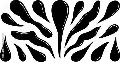 Minimalist raindrop surface texture in black and white design for modern decor