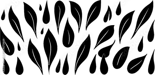 Minimalist black and white raindrop surface texture design for artistic decor