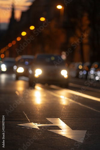 Photos This stunning night photograph vividly depicts a lively city street with oncomin