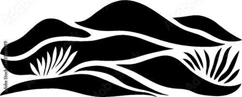 Minimalist black and white abstract sand dune texture design for modern art and decoration