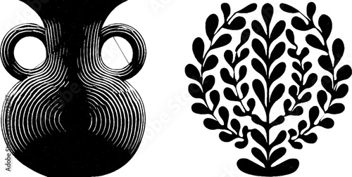 Classical amphora neck design with laurel border and handles for decorative prints