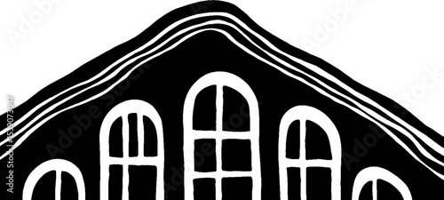 Minimalist angled roofs and facades against sky design for modern architecture themes