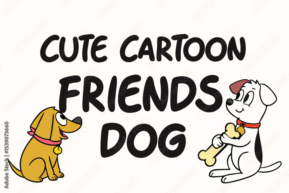 Naklejka premium Cute cartoon dog friends illustration