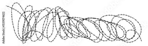 Trendy grunge element with retro photocopy stipple effect. Black barbed wire fence border frame. Modern vector illustration for poster,cover album design, t-shirt, sweatshirt print, on transparent