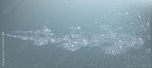 Dust silver glitter confetti dots rain. Sparkling glitter border, party tinsels shimmer, holiday lights background design, festive frame. Rich silver metallic lights wave.