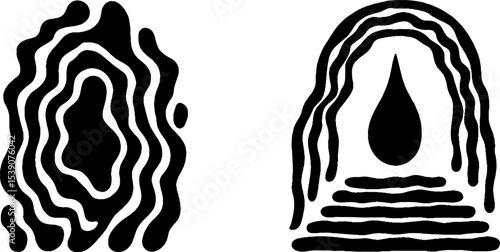 Abstract interpretations of cave arches and torch flames with sandstone texture