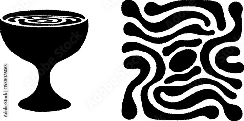 Ancient greek ceramic kylix with wine drop pattern and banquet theme design