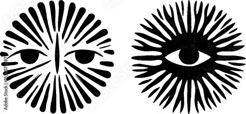 Surreal eye motif with radiating lines for creative design projects