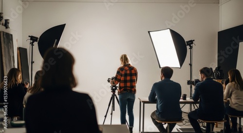 A photography class in a studio with students.
