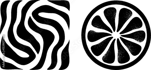 Abstract crepe pattern and citrus slice design for culinary art and decor