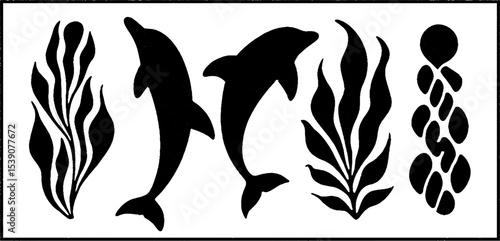 Aquatic themes: dolphin arcs, bubble strings, and kelp knots for creative ocean designs