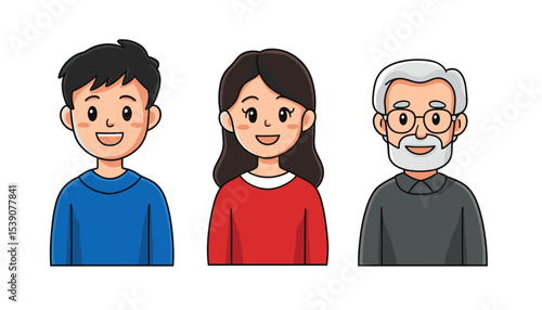 Happy Family Cartoon Characters