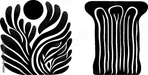 Elegant eagle crest and architectural column elements for ornamental design