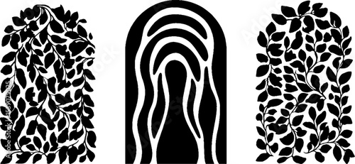 Minimalist garden arch design with ivy and flute elements for modern decor