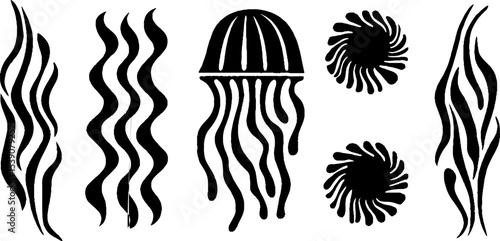 Marine life design with glowing jellyfish and plankton elements for creative projects