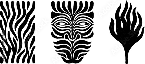Mythical hades mask with pomegranate and torch flame design for mythology art