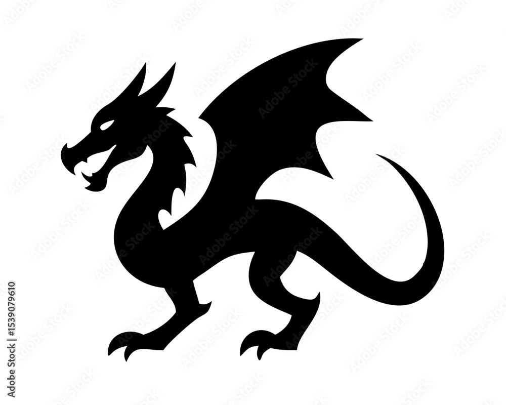 Fototapeta premium Rising Dragon Vector Illustration | Mythical Beast Ascending | Tribal Dragon Art | Dynamic Asian Symbol