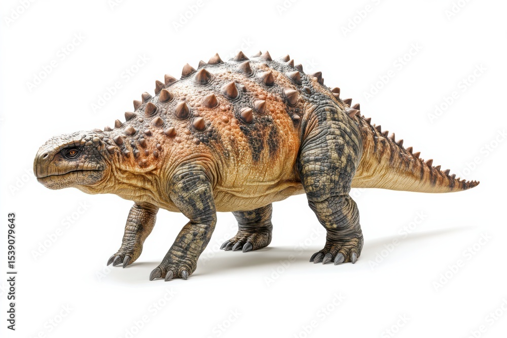 Obraz premium Ankylosaurus armored dinosaur prehistoric ancient wildlife creature herbivore on White Background. Generative Ai