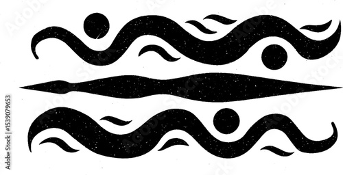 Nautical design featuring harpoon and sea serpent elements for graphic projects