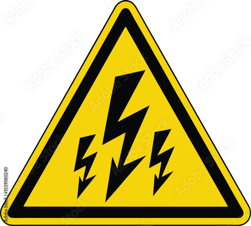 High voltage sign. warning sign, electrical hazard sign. Vector illustration. 