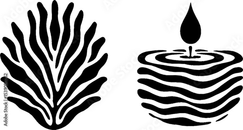 Artistic journal elements with leaf imprint and wax candle design for creativity