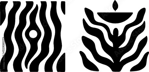 Abstract nature patterns with leaf imprint and wax candle design for creative projects