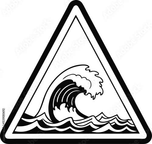 tsunami or flood hazard warning icon