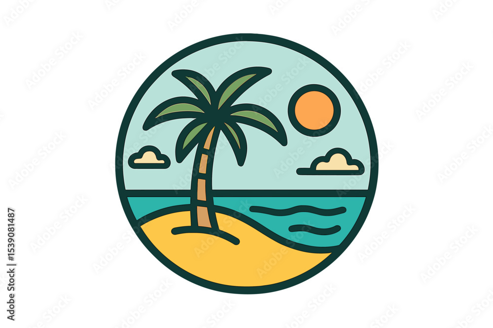 Obraz premium Vector template of beach icons for designing logos related to beaches and islands