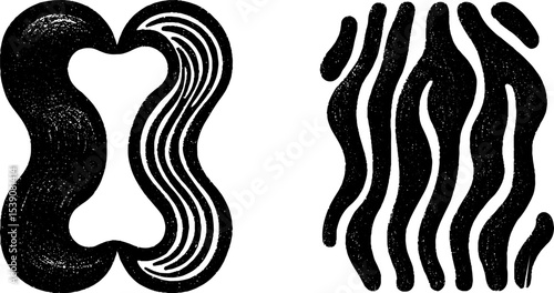 Abstract muses set with scroll, lyre, and figurative shapes for creative design