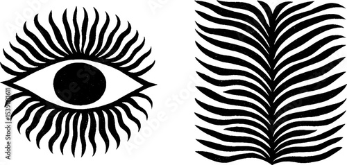 Mystical oracle eye and laurel symbol with smoke elements for prophecy design