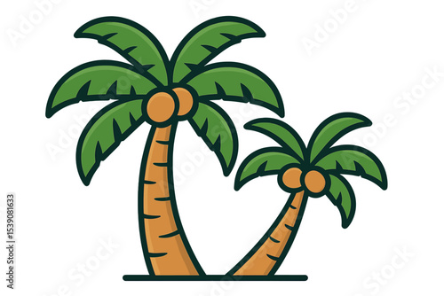 Cartoon tree palms depicted in a vector illustration for design