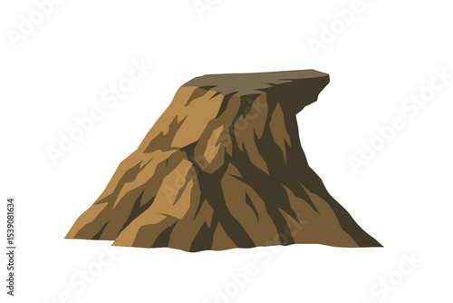 The mountain rock contains a cliff stone that has been isolated on white