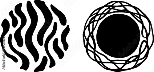 Abstract art collection with wavy and circular patterns for modern design