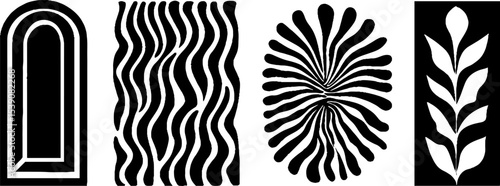 Abstract botanical and architectural patterns with organic and geometric designs
