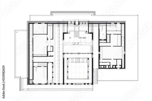 Architectural Design Plan Floor Layout Blueprint for Building Construction on White Background. Generative Ai