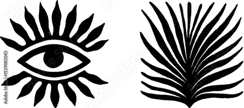 Mystical designs: third eye symbol and celestial halo for spiritual art and meditation decor