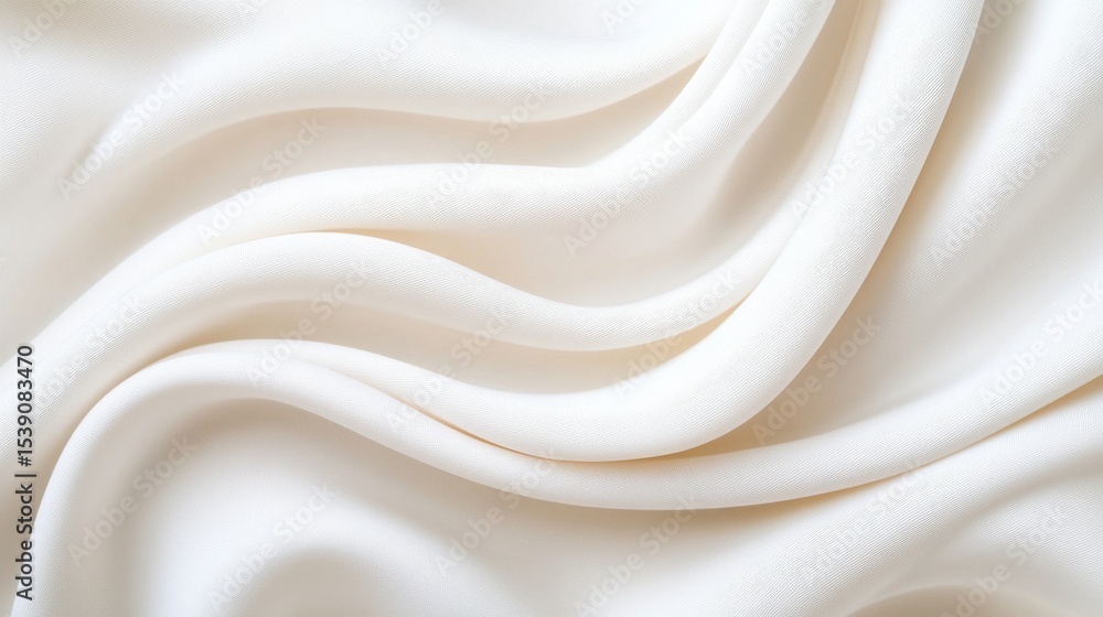 Fototapeta premium Cream Silk Drape Abstract Texture, Soft Waves, Luxurious Fabric, Elegant Composition Keywords Fabric texture, silk