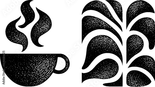 Morning rituals: coffee with steam and croissant on a cozy day