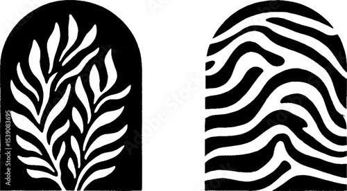 Abstract botanical and wave patterns for creative wall art and design inspiration